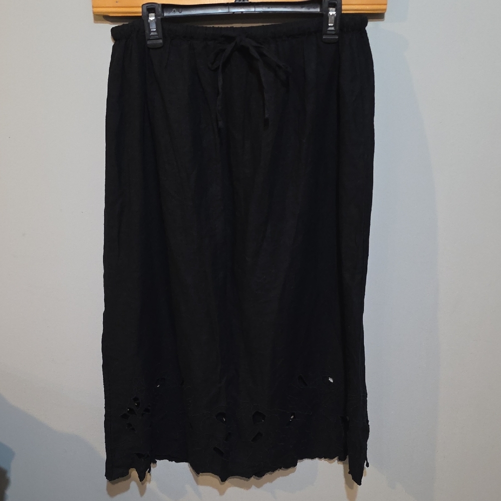 Universal Thread Black Linen Blend Midi Skirt Sz … - image 1